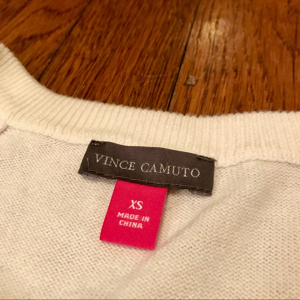 NWOT {VINCE CAMUTO} Tunic Sweater in Black, White & Grey Stripe • Size XS - Picture 7 of 9